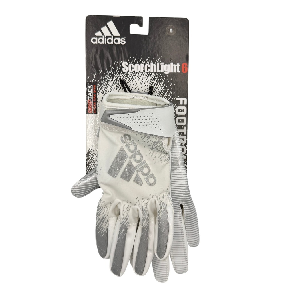 Adidas ScorchLight 6 Football Gloves Men Small White Silver NEW Griptack AF1334